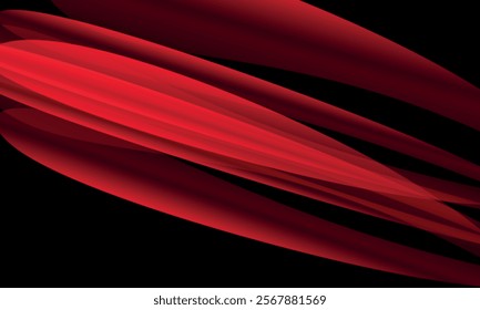 Abstract Red Wave Design on Black Background
