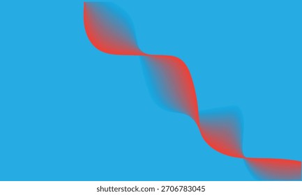 Abstract Red Wave Flowing Downward on a Blue Background