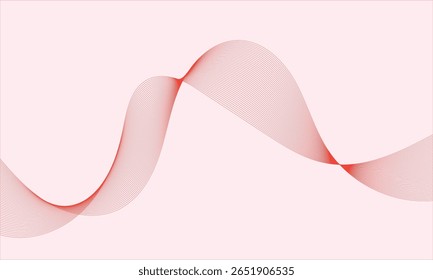 Ola roja Abstractas formada de numerosos puntos contra un fondo rosa suave