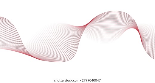 Abstract red wave line background with elegant flowing curves. Modern vector design for business, technology, presentation, banner and creative projects.