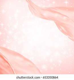 Abstract Red Wave or line flow over white star, snow, sparkle burst background. Vector Illustration.