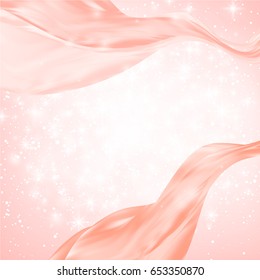 Abstract Red Wave or line flow over white star, snow, sparkle burst background. Vector Illustration.