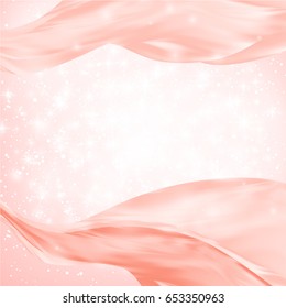 Abstract Red Wave or line flow over white star, snow, sparkle burst background. Vector Illustration.