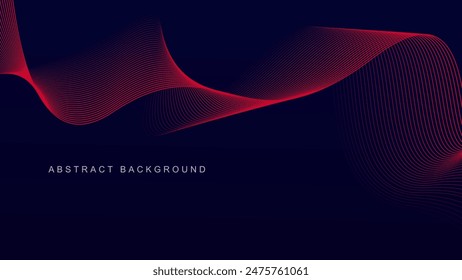 Abstractas patrón de línea de onda roja sobre fondo azul oscuro. Concepto de tecnología futurista. Traje para el Anuncio, póster, cubierta, folleto, folleto, Sitio web