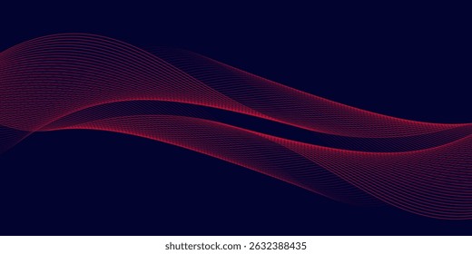 Abstract red wave line pattern on dark blue background. Futuristic technology concept. Suit for banner, poster, cover, brochure, flyer, website
