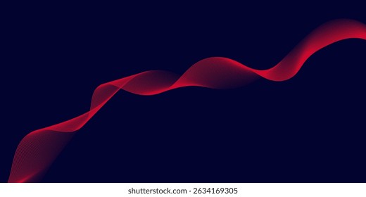 Abstract red wave line pattern on dark blue background. Futuristic technology concept. Suit for banner, poster, cover, brochure, flyer, website