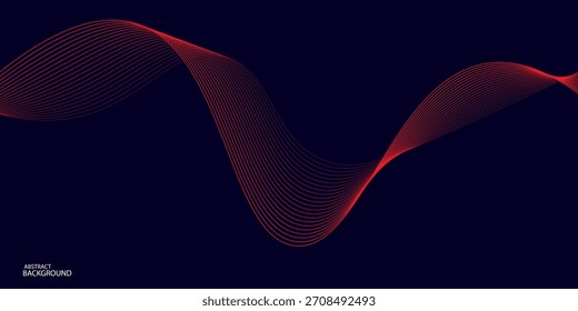 Abstract red wave line pattern on dark blue background. Futuristic technology concept. Suit for banner, poster, cover, brochure, flyer, website