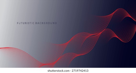 Abstract red wave line pattern on dark blue and white background. Futuristic technology concept. Suit for banner, poster, cover, brochure, flyer, website