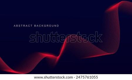 Abstract red wave line pattern on dark blue background. Futuristic technology concept. Suit for banner, poster, cover, brochure, flyer, website