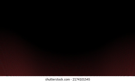 Abstract red wave lines lighting effect on dark background. Vector graphic illustration.