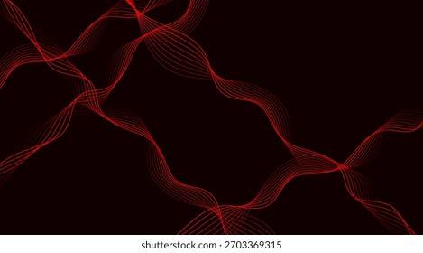 Abstractas líneas de onda roja sobre fondo negro, Diseño gráfico dinámico para imágenes modernas y arte digital, ideal para la ciencia, la tecnología y los conceptos futuristas.