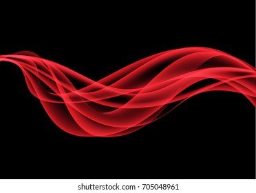 Abstract red wave on black design modern background vector illustration.