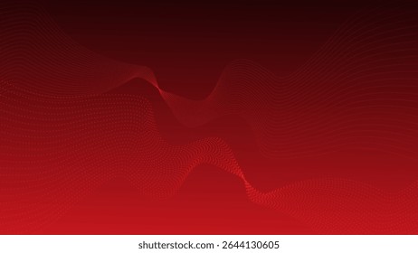 Abstract red wave particle technology gradient on dark background. Technology futuristic background.