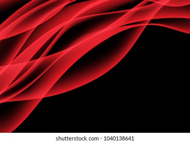 Abstract red wave smoke on black design modern background vector illustration.