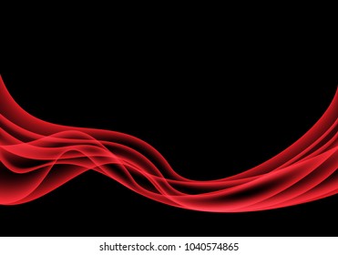 Abstract red wave smoke on black design modern luxury background vector illustration.