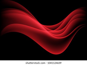 Abstract red wave smooth smoke on black design modern background vector illustration.