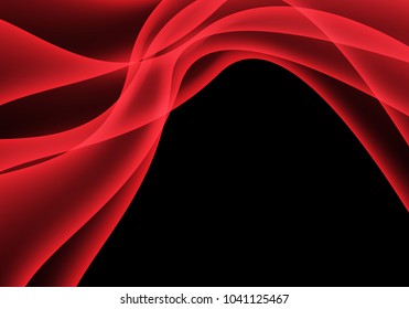 Abstract red wave smooth smoke on black with blank space design modern background vector illustration.