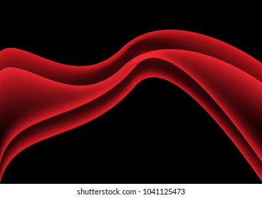 Abstract red wave smooth smoke on black design modern background vector illustration.