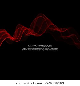 Abstract red wave transparent horizontal wave lines