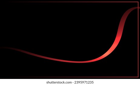 Abstract red waveform ribbon lines elements with glowing light effect on black background. Vector graphic illustration.