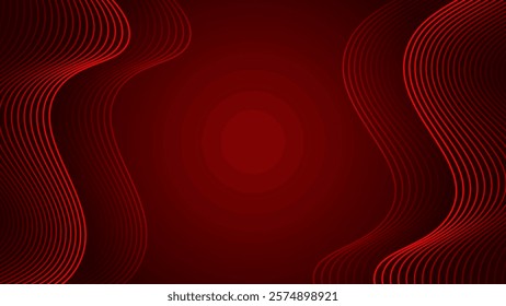 Abstract red waves background,Abstract gradient red wavy lines. The background features smooth, flowing lines creating a sleek, modern texture. Wave background vector. red background