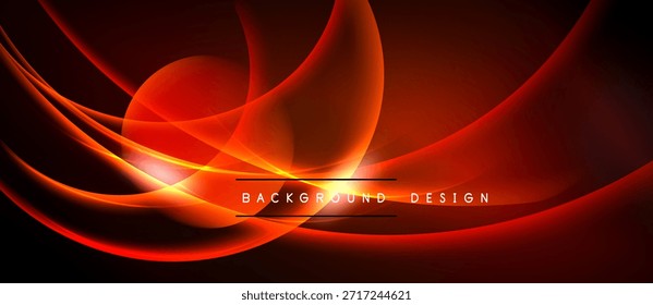 Abstractas ondas rojas, curvas dinámicas, líneas brillantes. El fondo oscuro enfatiza Elementos de diseño vibrantes. Estética moderna.