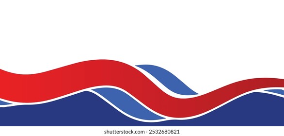 Abstract red waves are flowing on blue and white background. red line background curve element. Suit for business, cover, header, wallpaper, corporate, website, flyer