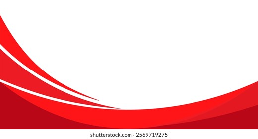 Abstract red waves are flowing on white background. red line background curve element. Suit for business, cover, header, wallpaper, corporate background