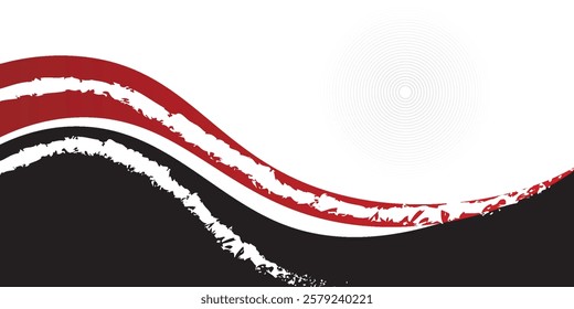 Abstract red waves are flowing on black and white background. red line background curve element. Suit for business, cover, header, wallpaper, corporate, website, flyer