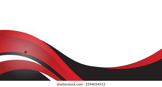 Abstract red waves are flowing on black and white background. red line background curve element. Suit for business, cover, header, wallpaper, corporate, website, flyer