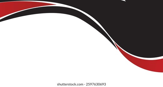 Abstract red waves are flowing on black and white background. red line background curve element. Suit for business, cover, header, wallpaper background