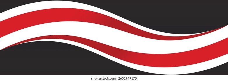 Abstract red waves are flowing on black and white background. red line background curve element.