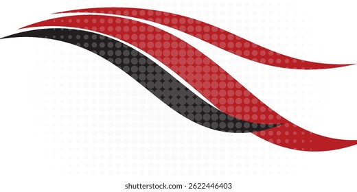 Abstrakte rote Wellen fließen auf schwarz-weißem Hintergrund. rotes Element der Hintergrundkurve. Anzug für Business, Umschlag, Kopfzeile, Tapete, Corporate, Website, Flyer