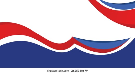 Abstract red waves are flowing on blue and white background. eps10