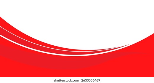 Abstract red waves are flowing on white background. red line background curve element. Suit for business, cover, header, wallpaper, corporate background. Eps 10