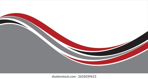 Ondas vermelhas abstratas estão fluindo sobre fundo preto e branco. elemento de curva de fundo de linha vermelha. Terno para negócios, capa, cabeçalho, papel de parede, corporativo, site, folheto