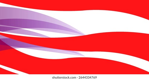 Las ondas rojas Abstractas están fluyendo sobre fondo blanco. Elemento de curva de fondo de línea roja