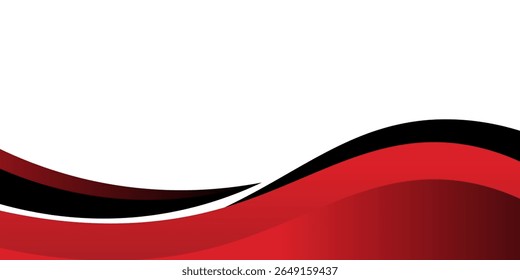 Abstract red waves are flowing on black and white background. red line background curve element. Suit for business, cover, header, wallpaper, corporate, website, flyer