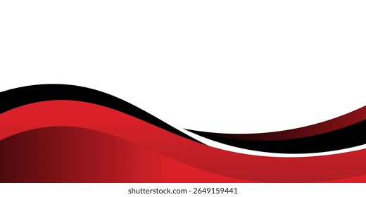 Las ondas rojas Abstractas están fluyendo sobre fondo blanco y negro. elemento de curva de fondo de línea roja. Traje para el negocio, cubierta, cabecera, Fondo de pantalla, corporativo, Sitio web, volante