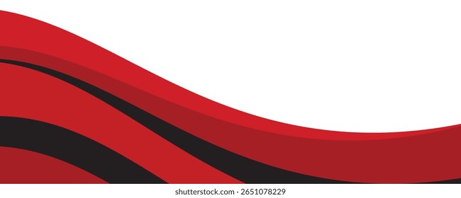 Abstrakte rote Wellen fließen auf schwarz-weißem Hintergrund. rotes Element der Hintergrundkurve. Anzug für Business, Umschlag, Kopfzeile, Tapete, Corporate, Website, Flyer