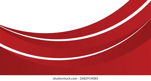 Abstract red waves are flowing on white background. red line background curve element. Suit for business, cover, header, wallpaper, corporate, website, Modern