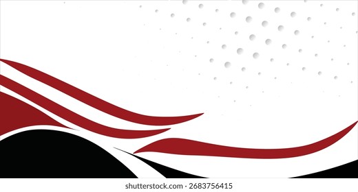 Las ondas rojas Abstractas están fluyendo sobre fondo blanco y negro. elemento de curva de fondo de línea roja. 