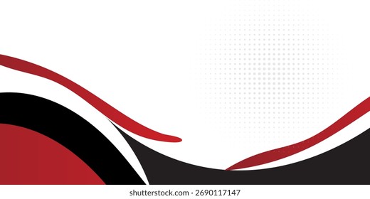 Abstrakte rote Wellen fließen auf schwarz-weißem Hintergrund. rotes Element der Hintergrundkurve. Anzug für Business, Umschlag, Kopfzeile, Tapete, Corporate, Website, Flyer