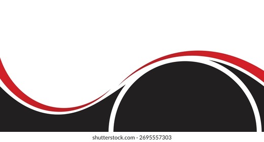 Las ondas rojas Abstractas están fluyendo sobre fondo blanco y negro. elemento de curva de fondo de línea roja. 