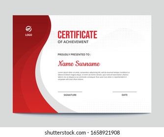 Abstract Red Waves with Halftone Certificate Design