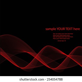Abstract red waves on black background