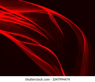 Abstract red waves on the dark background. Vector illustration.
