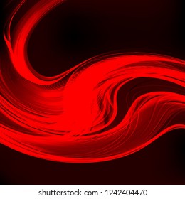 Abstract red waves on the dark background. Vector illustration.