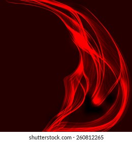 Abstract red waves on the dark background. Vector illustration.