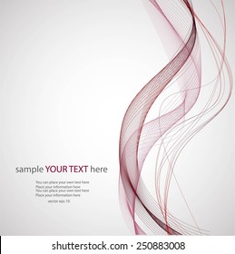 Abstract red waves  on gray background